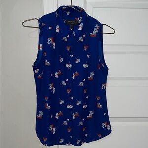 Banana Republic Blue Blouse with Red and White Accents